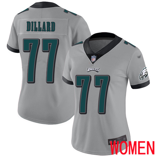 Women Philadelphia Eagles #77 Andre Dillard Limited Silver Inverted Legend NFL Jersey Football